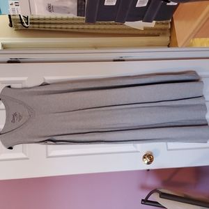DREAMS & CO heather grey sleeveless v neck maxi dress,w/side pockets,size M.